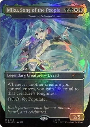 Miku, Song of the People - Trostani, Selesnya's Voice (Display Commander) - Thick Stock  [Foil]  (SLD-2443) - [Secret Lair Drop Series]