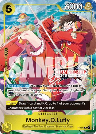 Monkey.D.Luffy (CS 26-27 Celebration Pack) (P-106) - [One Piece Promotion Cards] Foil
