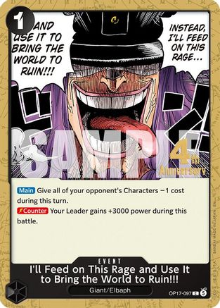 I'll Feed on This Rage and Use It to Bring the World to Ruin!!! (OP17-097) - [The World's Strongest Warriors Release Event Cards]