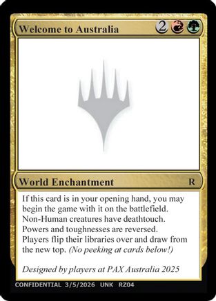 Welcome to Australia  (UNK-) - [Un-Known Event Playtest Cards]