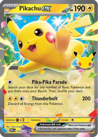 Pikachu EX - (053/128) Holofoil [ME 30th Celebration]