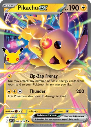 Pikachu EX - (054/128) Holofoil [ME 30th Celebration]
