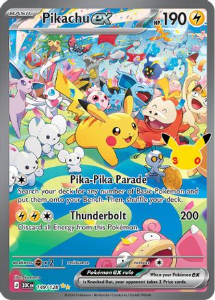 Pikachu EX - (149/128) Holofoil [ME 30th Celebration]
