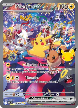 Pikachu EX - (150/128) Holofoil [ME 30th Celebration]