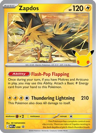 Zapdos - 098 (30th Celebration) - (098) Holofoil [ME Mega Evolution Promo]