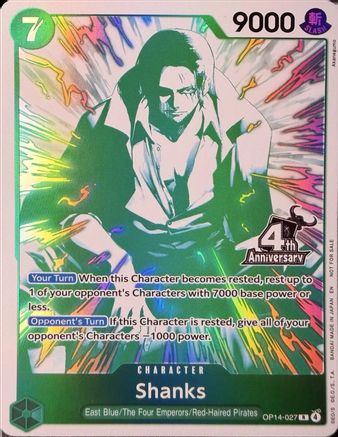 Shanks (4th Anniversary Treasure Campaign Pack) (OP14-027) - [One Piece Promotion Cards] Foil
