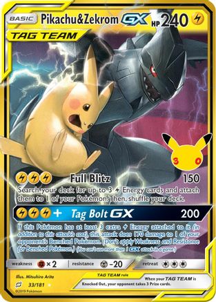 Pikachu & Zekrom GX - (033/181) Holofoil [ME 30th Celebration Classic Collection]
