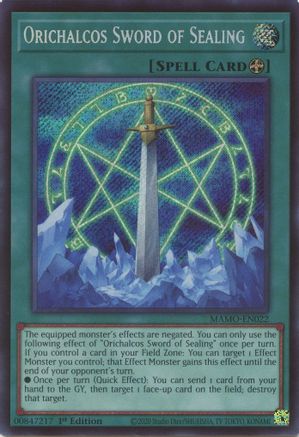 Orichalcos Sword of Sealing (Secret Rare) [MAMO-EN022] - Magnificent Monsters 1st Edition - Secret Rare