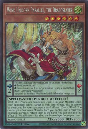Wind Unicorn Parallel, the Dracoslayer [MAMO-EN125] - Magnificent Monsters 1st Edition - Secret Rare