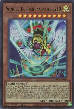 Winged Kuriboh Sabatiel LV10 [MAMO-EN006] - Magnificent Monsters 1st Edition - Ultra Rare