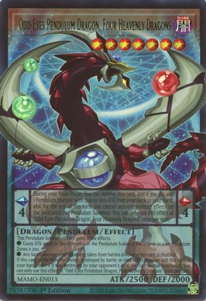 Odd-Eyes Pendulum Dragon, Four Heavenly Dragons (Extended Art) [MAMO-EN013] - Magnificent Monsters 1st Edition - Ultra Rare