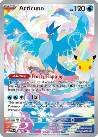 Articuno - (132/128) Holofoil [ME 30th Celebration]