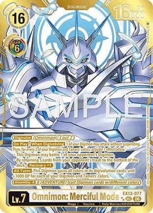 Omnimon: Merciful Mode (Rare Pull) (EX13-077) - [Chivalrous XIII] Foil