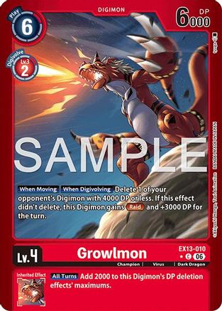 Growlmon (Limited Foil) (EX13-010) - [Chivalrous XIII] Foil