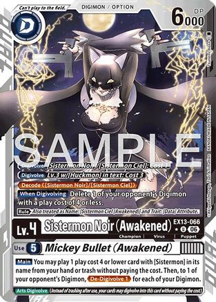 Sistermon Noir (Awakened) // Mickey Bullet (Awakened) (Limited Foil) (EX13-066) - [Chivalrous XIII] Foil