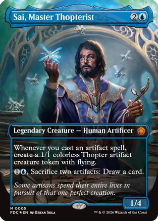 Sai, Master Thopterist (Borderless)  [Foil]  (FDC-005) - [Commander: Foundations]