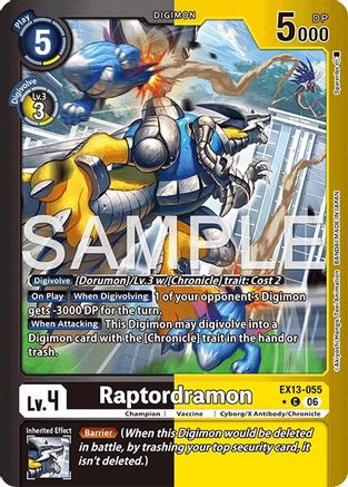 Raptordramon (Limited Foil) (EX13-055) - [Chivalrous XIII] Foil