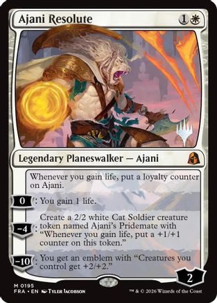 Ajani Resolute  [Foil]  (PPFRA-195) - [Promo Pack: Reality Fracture]
