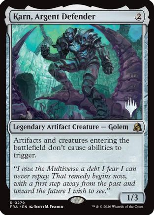 Karn, Argent Defender  [Foil]  (PPFRA-279) - [Promo Pack: Reality Fracture]