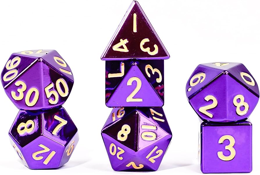 METAL 7 DICE SET PURPLE 16MM - Trinity Hobby