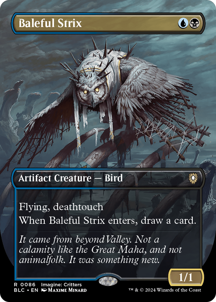 Baleful Strix (Borderless) [Bloomburrow Commander] - Trinity Hobby