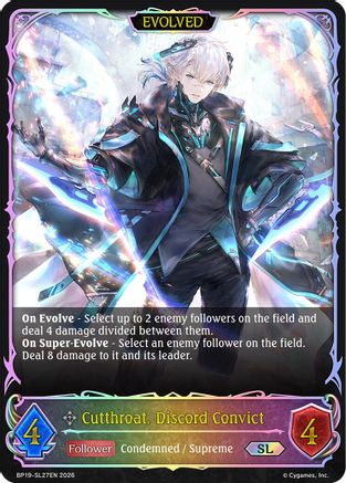 Cutthroat, Discord Convict (Evolved) (SL) - SL27EN (Foil) (BP19-SL27EN) - BP19 Eightfold Retribution
