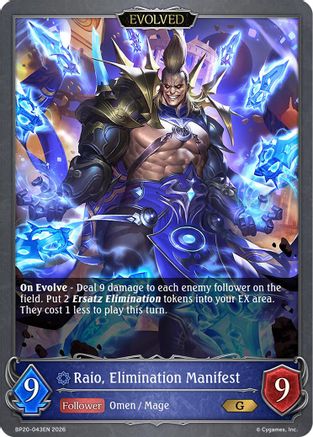 Raio, Elimination Manifest (Evolved) (BP20-043EN) - BP20 Omens and Heirs