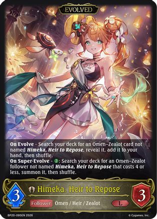 Himeka, Heir to Repose (Evolved) (BP20-095EN) - BP20 Omens and Heirs