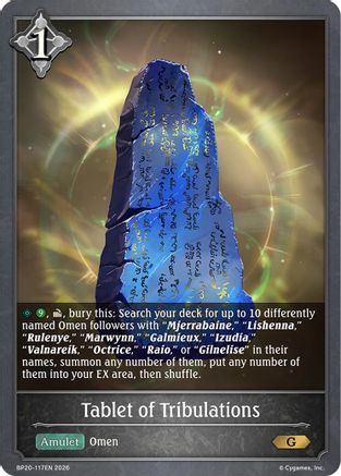 Tablet of Tribulations (BP20-117EN) - BP20 Omens and Heirs