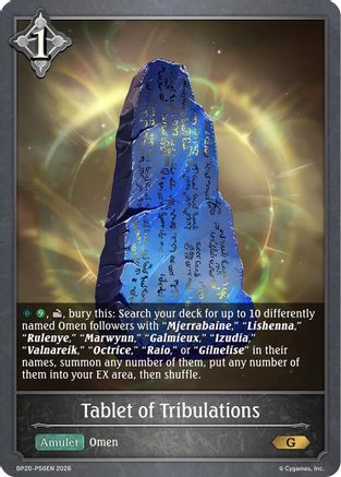 Tablet of Tribulations - P56EN (Foil) (BP20-P56EN) - BP20 Omens and Heirs
