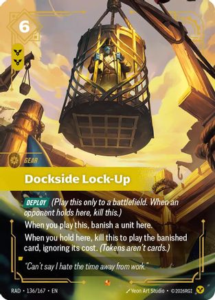 Dockside Lock-Up Radiance Foil Riftbound single by UVS Games, trading card image