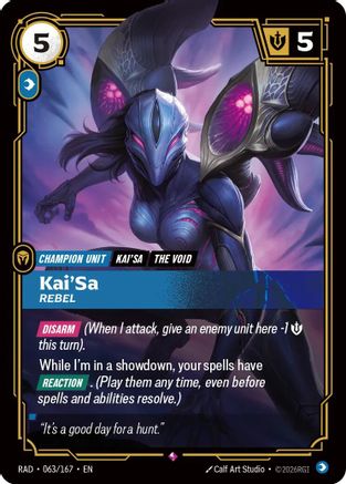 Kai'Sa, Rebel (063/167) Radiance foil Riftbound single by UVS Games