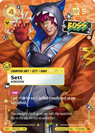 Sett Kingpin Heartsteel Overnumbered 183/167 Radiance Foil Riftbound card by UVS Games
