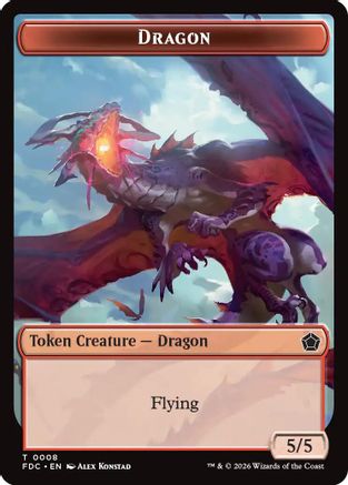 Dragon (0008) // Dragon (0009) Double-Sided Token  (FDC-8 // 9) - [Commander: Foundations]