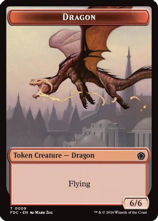 Dragon (0009) // Treasure Double-Sided Token  (FDC-9 // 16) - [Commander: Foundations]