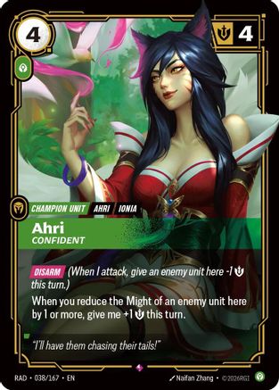 Ahri Confident (038/167) Radiance Foil Riftbound single card by UVS Games