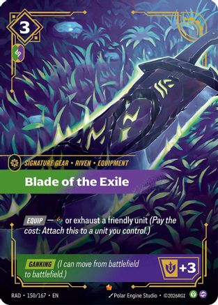 Blade of the Exile Radiance Foil trading card by UVS Games, Riftbound single 150/167