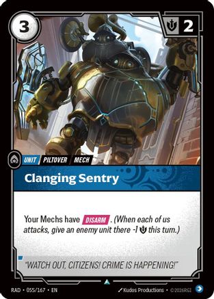 Clanging Sentry Radiance Foil Riftbound single card by UVS Games 055/167