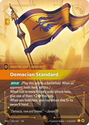 Demacian Standard Riftbound single by UVS Games, Radiance foil card 156/167