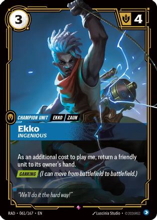 Ekko, Ingenious Radiance Foil Riftbound single from UVS Games, card 061/167