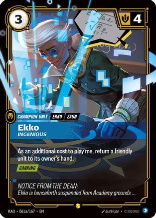 Ekko, Ingenious alternate art Radiance Foil Riftbound single by UVS Games, card 061a/167