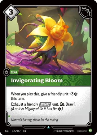 Invigorating Bloom (035/167) Radiance Riftbound single by UVS Games, card front with floral artwork
