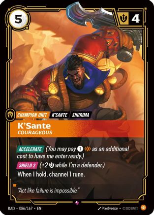 K'Sante, Courageous Radiance Foil Riftbound single card by UVS Games, 086/167