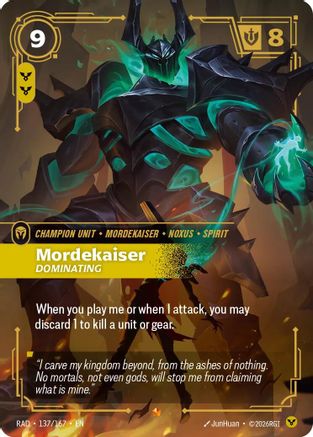 Mordekaiser, Dominating Radiance Foil Riftbound single card by UVS Games, 137/167