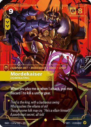 Mordekaiser Dominating alternate art Radiance Foil Riftbound single by UVS Games