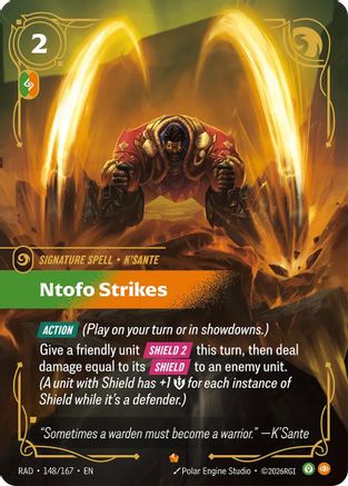 Ntofo Strikes Radiance Foil Riftbound single by UVS Games, trading card artwork
