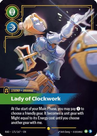 Orianna Lady of Clockwork Radiance Foil Overnumbered Riftbound trading card by UVS Games