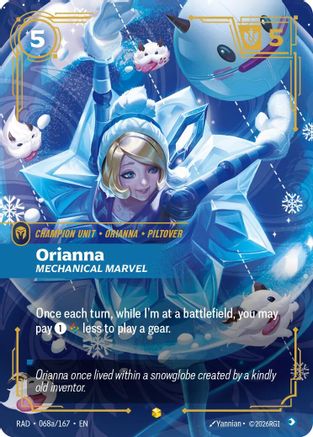 Orianna Mechanical Marvel alternate art Riftbound single, Radiance Foil by UVS Games, card 068a/167