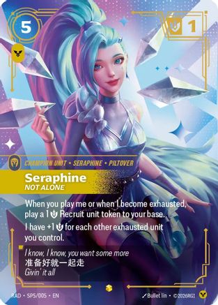 Seraphine Not Alone K/DA Special Art Card SP5/005 Radiance Foil Riftbound single by UVS Games