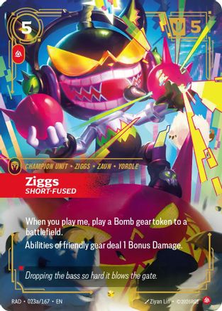 Ziggs, Short-Fused alternate art Radiance Foil Riftbound single card by UVS Games
